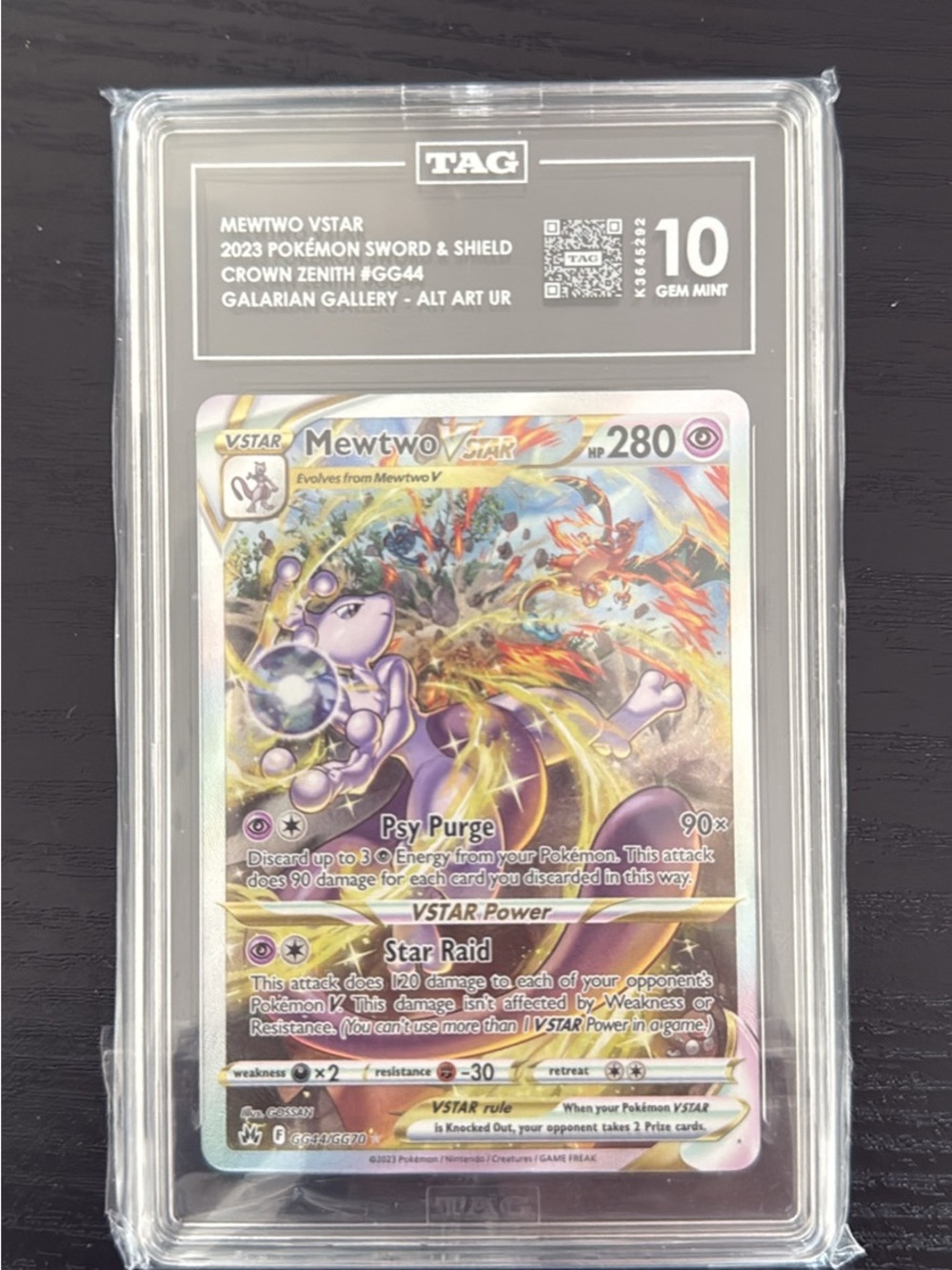 Pokemon Mewtwo VSTAR Holo Rainbow Foil - Purple, Gold, White